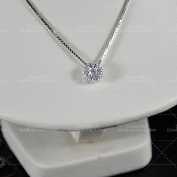 Collana Damiani diamanti taglio brillante ct.0.20 colore H if, oro bianco