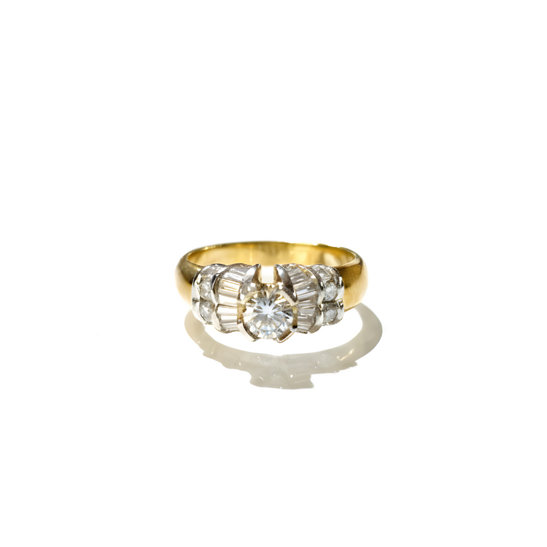 Anello Damiani Oro E Bellissimo Diamante 0,45 E 0,25 Ct.