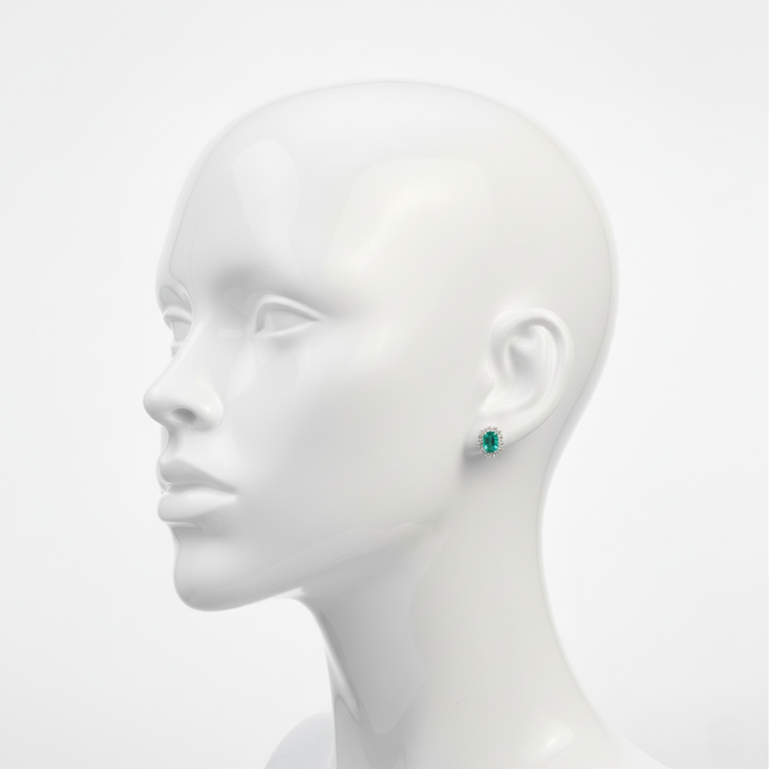 Orecchini Recarlo  In Oro Bianco Con Diamanti E Smeraldi
