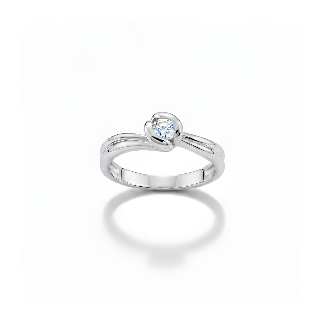 Anello Damiani Solitario Diamante Taglio Brillante Ct.0.14 Colore H If, Oro Gr.4.80