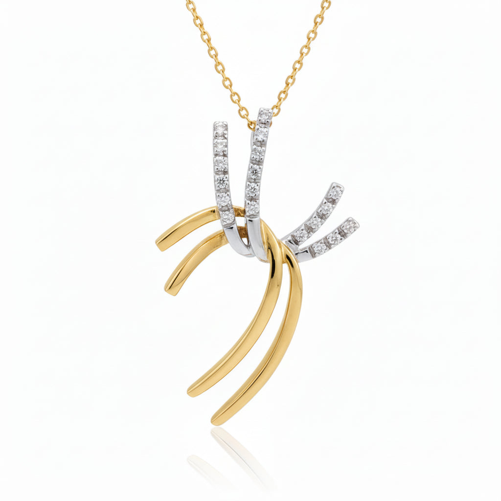 Girocollo Recarlo in oro bianco e giallo con diamanti ct.0,11
