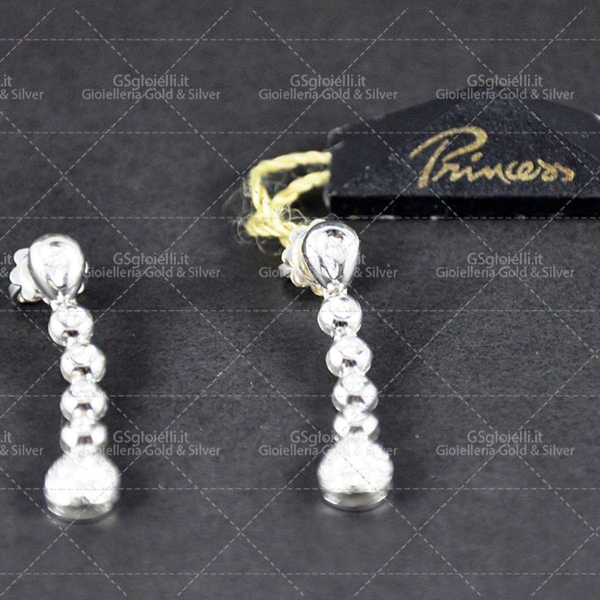 Orecchini princess casa Damiani diamanti taglio brillante ct.0.43 colore H if, oro bianco gr.6,10