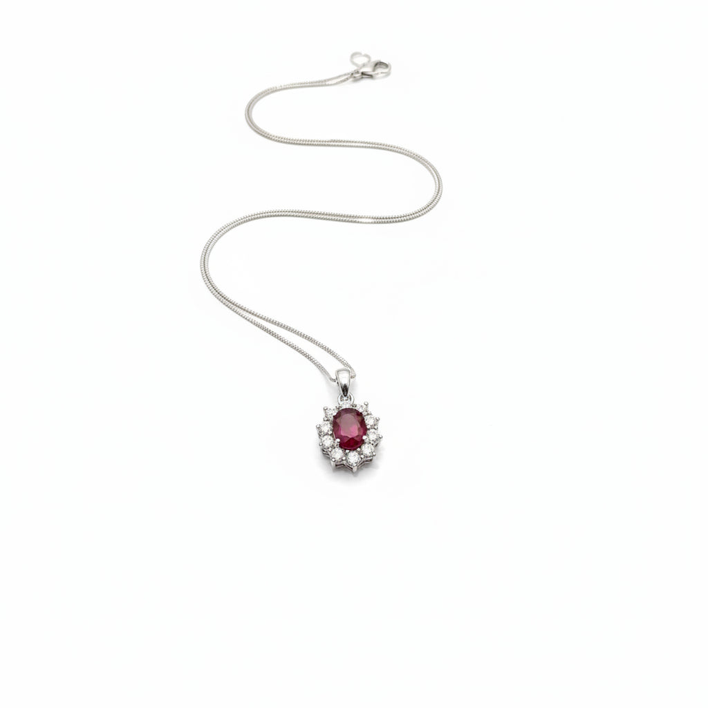 Girocollo Hrd in Oro Bianco 18kt  con Rubino e Diamanti