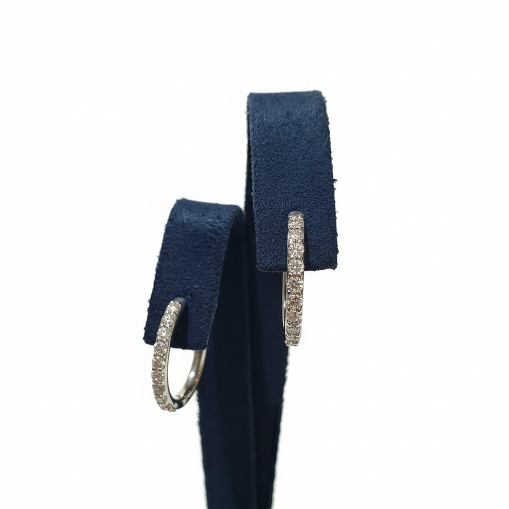 Orecchini Hrd Cerchio in Oro Bianco 18kt e Diamanti